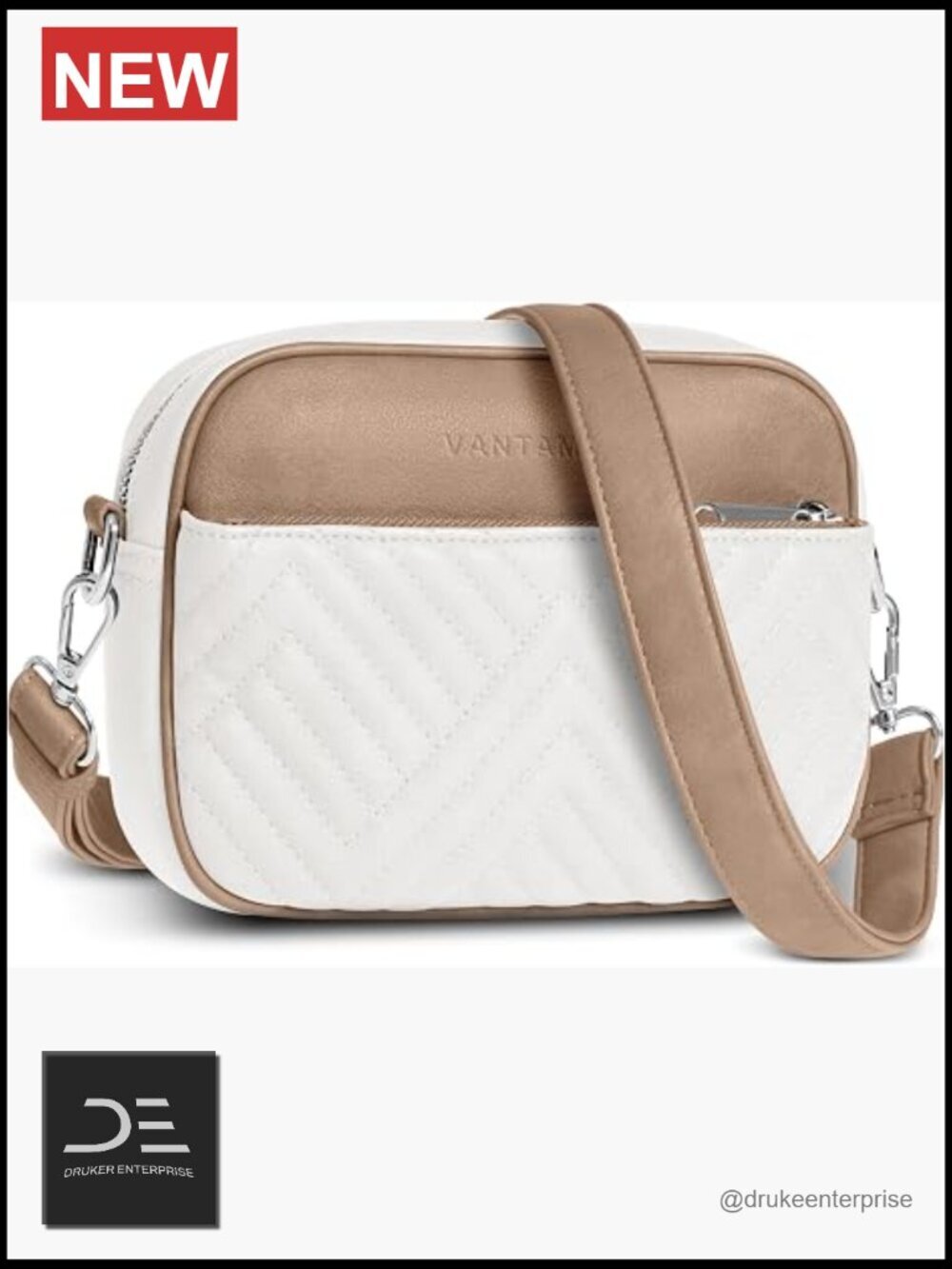 Premium Quilted Crossbody Bag with Anti-Pickpocket Clip, Faux Leather, RFID